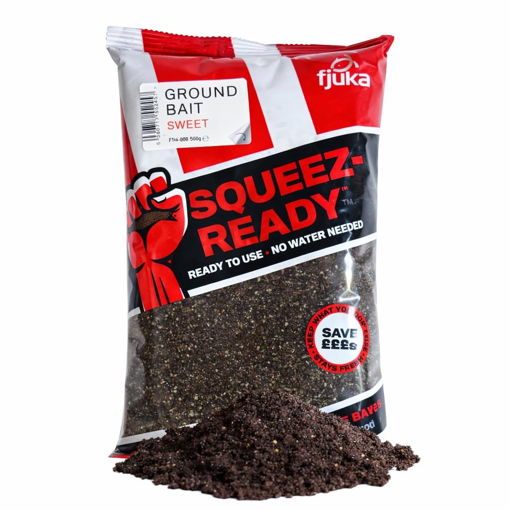 Fjuka Squeez-Ready Sweet Groundbait | Ready-prepped Multi-use groundbait | F1s, Carp, tench, bream, roach etc | 500g Bag