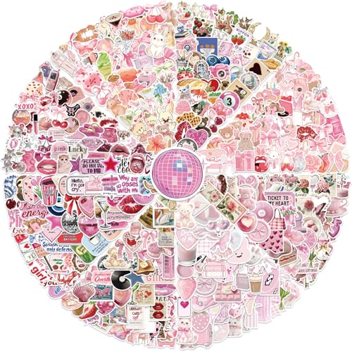 600Pcs Coquette Stickers Pink Aesthetic Girly Stickers for Girls Water Bottles Laptop Computer Phone Stuff Coquette Birthday Decor