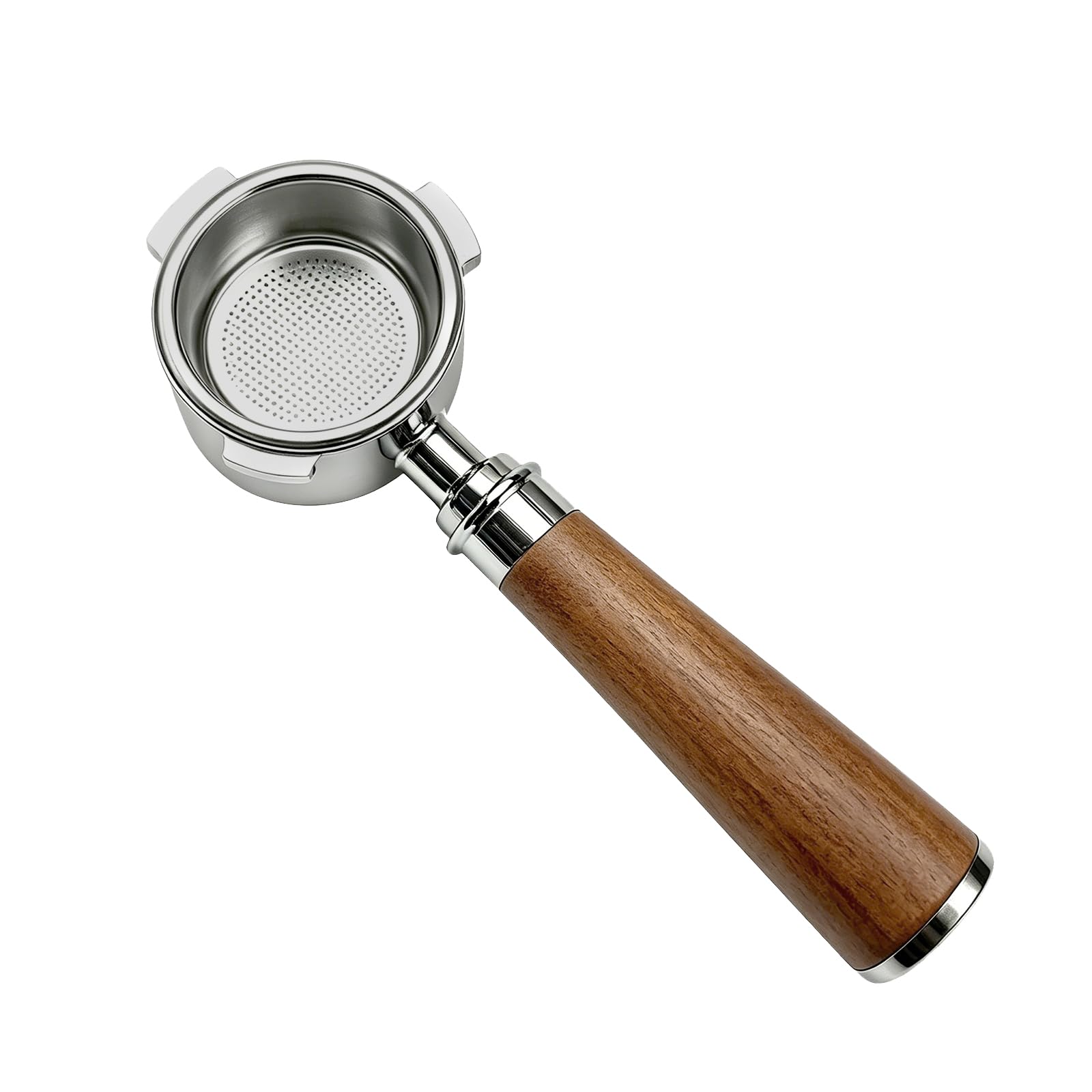 Portafiltro senza fondo, 51 mm, per macchina espresso (legno/legno) | Visualizzazione libera dell'estrazione, cambio senza attrezzi con presa adeguata, comoda maneggevolezza
