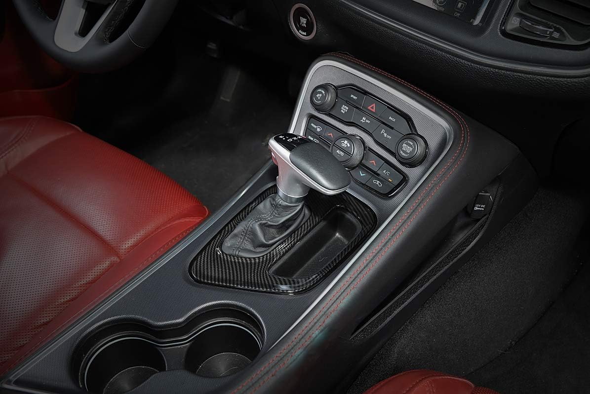 GZXinWei Carbon Fiber Gear Shift Box Panel for Dodge Challenger 2015-2020 2021 2022 2023 Cover Trim Interior Styling