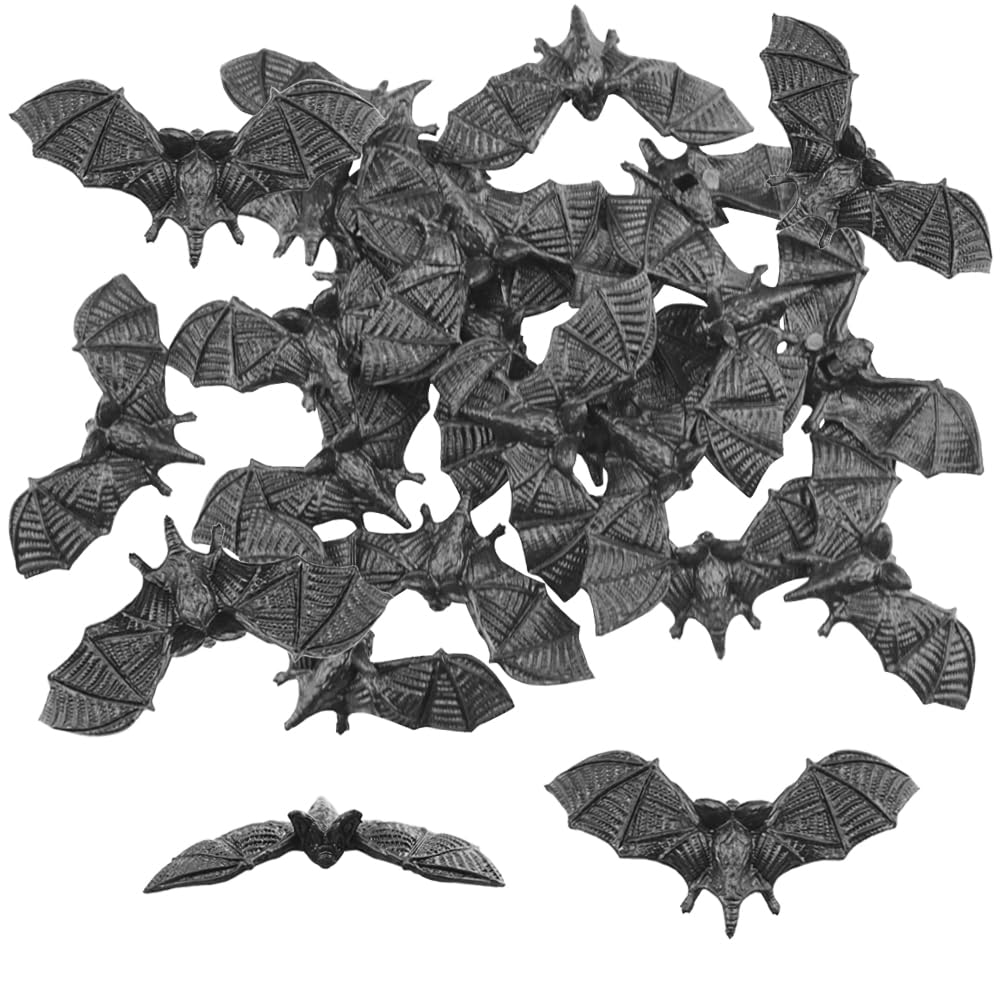 SaktopDeco Black Bats Halloween Decoration Mini 3D Plastic Bat Party Artificial Bats for Crafts Creepy Scary Prank