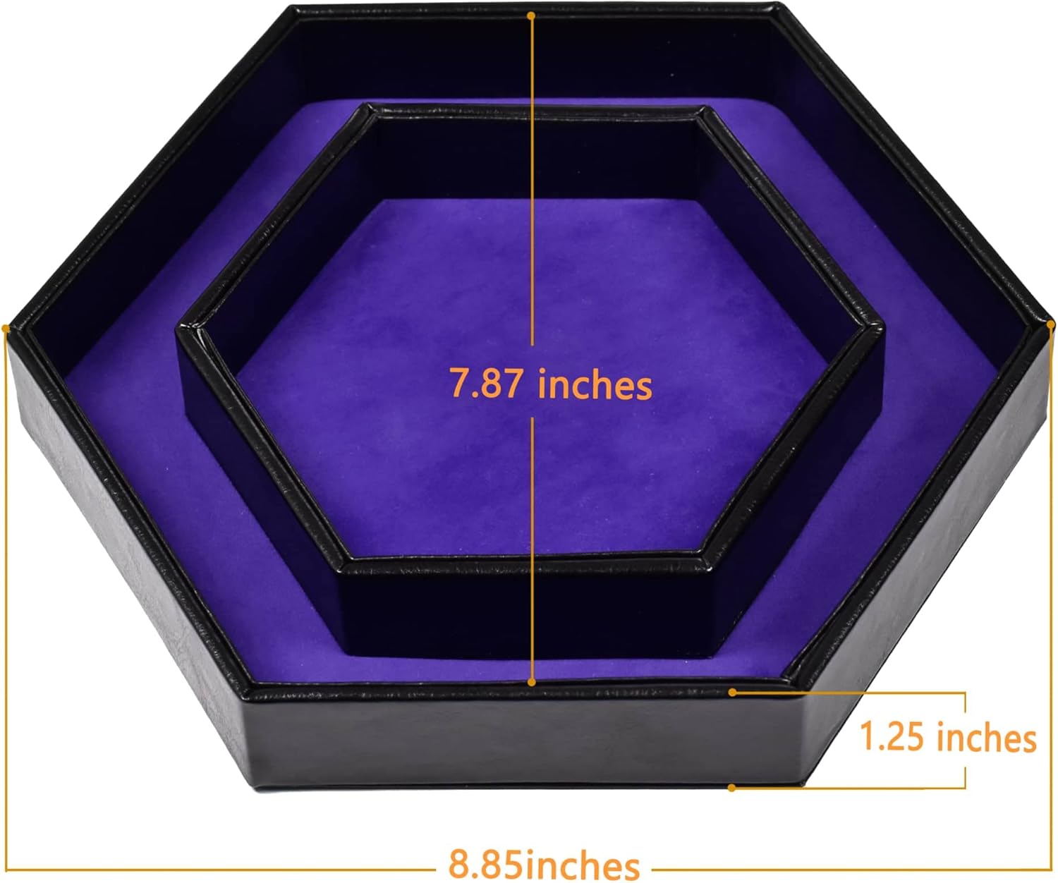 DND Dice Tray - 2 in 1 Rolling and Storage Hexagonal Tray, Faux Leather, Purple