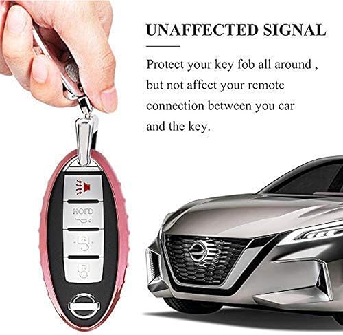 Miniatura 2 de QBUC Funda para llavero Nissan, 3, 4, 6 botones, con llavero, llavero de repuesto (azul brillante)