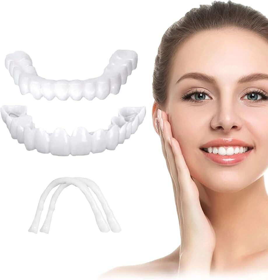 Folheados de encaixe, dentaduras de silicone de aparência natural para mulheres e homens
