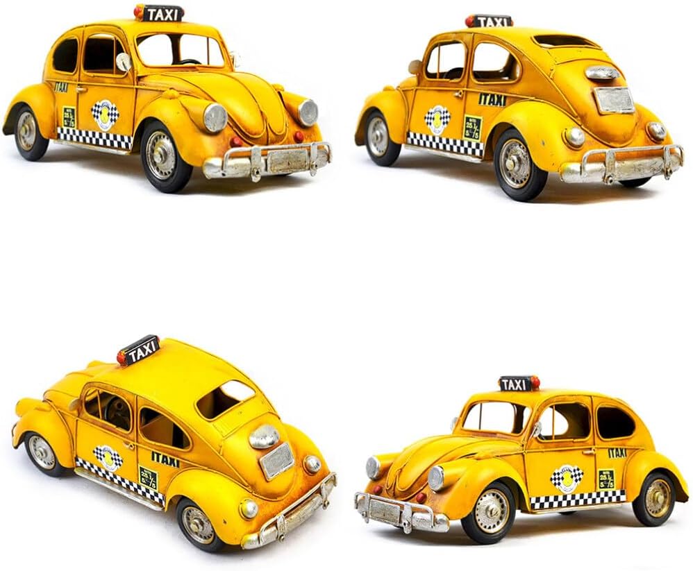 Vintage Metal Craft Car Model Taxi Handmade Iron Taxi Model Car Retro Decor for Home Bar Club Shop