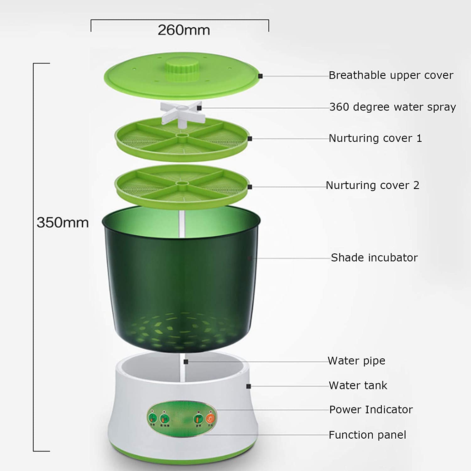 Machine de germination automatique, système d'arrosage multifonction pour la maison, la cuisine, incubateur à 3 couches pour graines de germes et germes de haricots