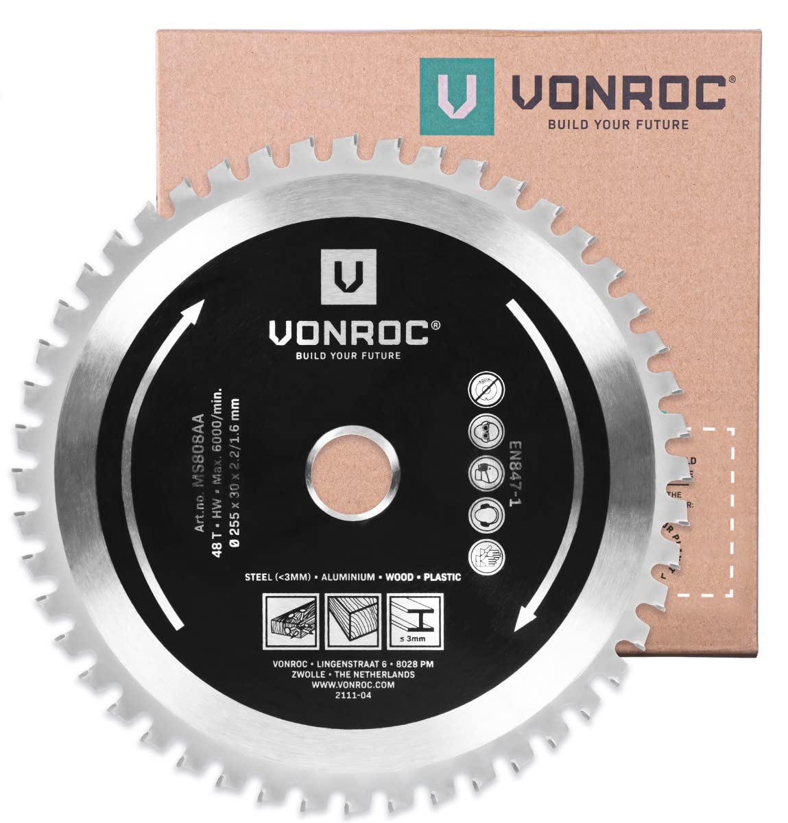VONROC Lama multimateriale Ø255 x 30mm. 48T. Per troncatrice MS507AC
