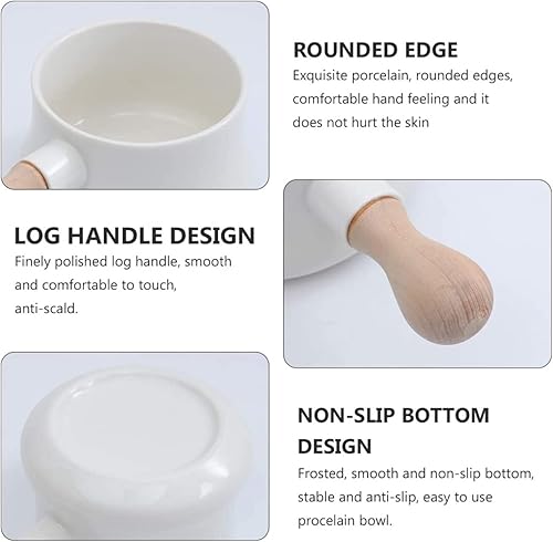 Miniatura 10 de qiuqiu Olla de leche esmaltada con mango de madera antiadherente de cerámica mini olla calentador de mantequilla sartén vaporera para sopa,