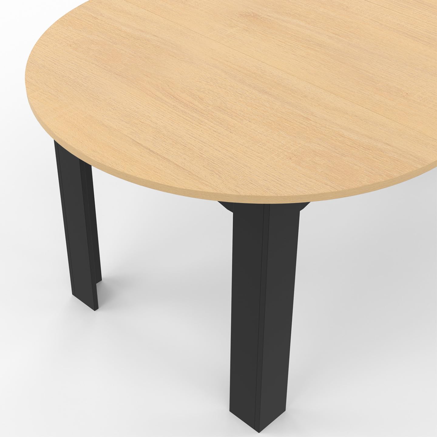 IDMarket - DONA Tavolo da pranzo rotondo allungabile per 4-10 persone, nero, piano effetto faggio 110-200 cm