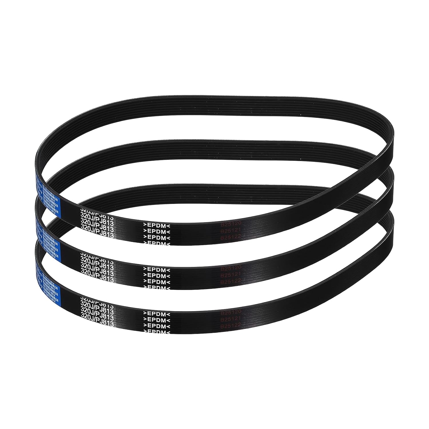 uxcell 3 Pcs 410J8 PJ V-Ribbed Belt 8 Ribs 41" Length x 0.74" Width x 0.14" Height, EPDM Rubber Poly V Belt, Multi Wedge Micro V Belt