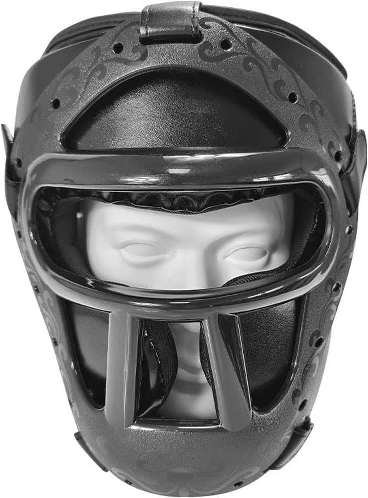 Boxing Headguard, Removable Face Grill, Sparring Grappling Martial Arts Headgear, Full Face Protection Guard Sparring Helmet