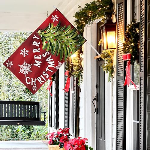 AVOIN colorlife Merry Christmas Flag 3x5 FT Double Sided, Christmas Tree House Large Holiday Winter Yard Outdoor Decorative Flag by AVOIN colorlife - Image 4