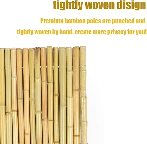 Miniatura 3 de Mininfa Valla de bambú enrollada natural, cercado de bambú ecológico, 0.7 pulgadas de profundidad x 4 pies de alto x 6 pies de largo, pantalla de