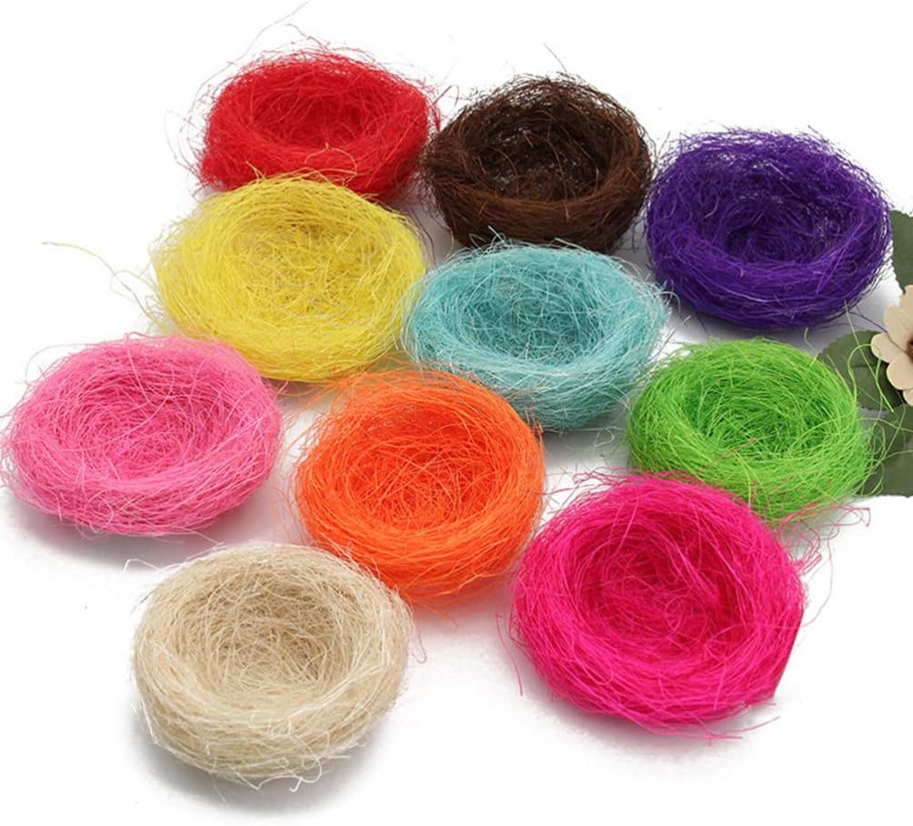 Hemoton 20Pcs Artificial Bird Nest, Natural Rattan Birds Nest Crafts, Easter Bird Nest Decorating Kit for Crafts, Easter, Party, Wedding, Patio (Hemp Thread Color)