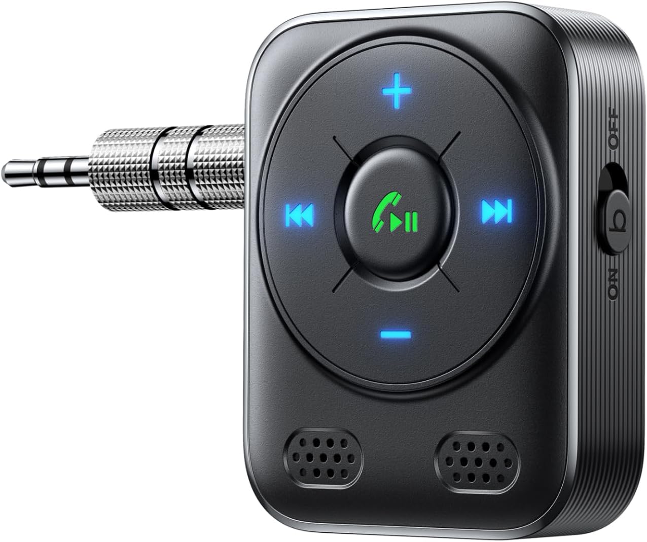 JOYROOM Bluetooth 5.4 Car Adapter 2025 Upgrade | HiFi Bass Sound for Music & Dual Mics for Hands-Free Calls | 16-Hour AUX Receiver for Car/Home Stereo