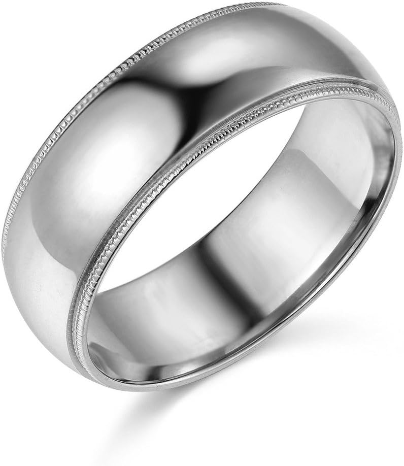 14k Yellow or White Gold 7mm Comfort FIT Plain Milgrain Wedding Band