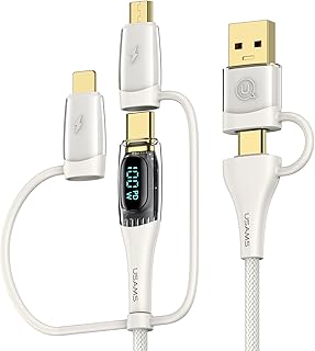 Multi Charger Cable,Multi Charging Cable,Multi USB Cable with LED Display,[100W Fast Charging] USB A/USB C to iP/Micro USB/Type C 6 in 1,Multiple Universal Fast Charging Cable for Cellphones