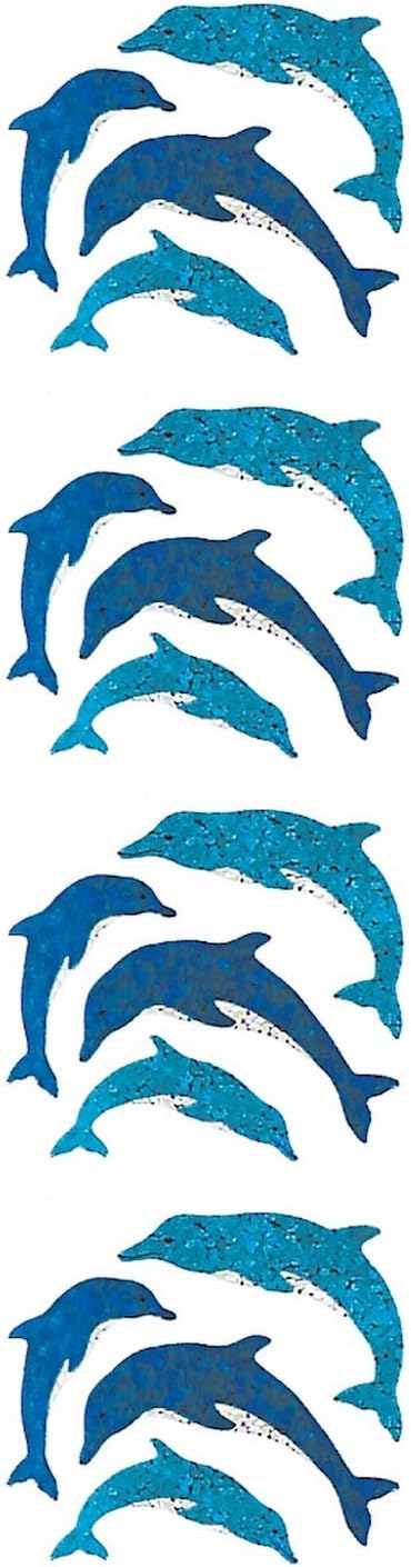 Jillson Roberts Prismatic Stickers, Mini Dolphins, 12-Sheet Count (S7145)