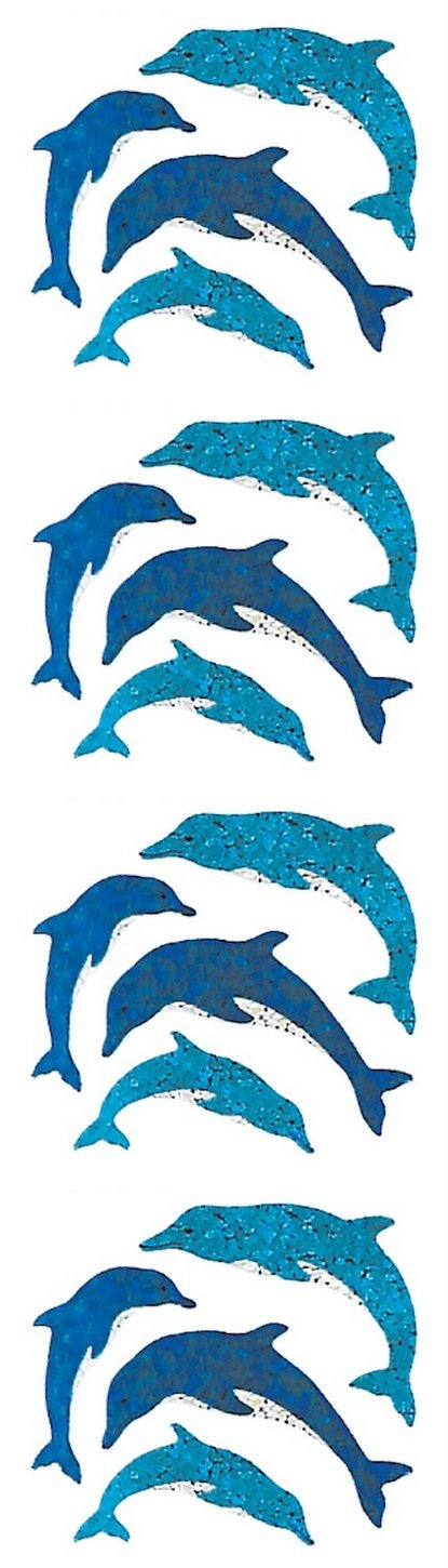 Jillson Roberts Prismatic Stickers, Mini Dolphins, 12-Count (S7145)