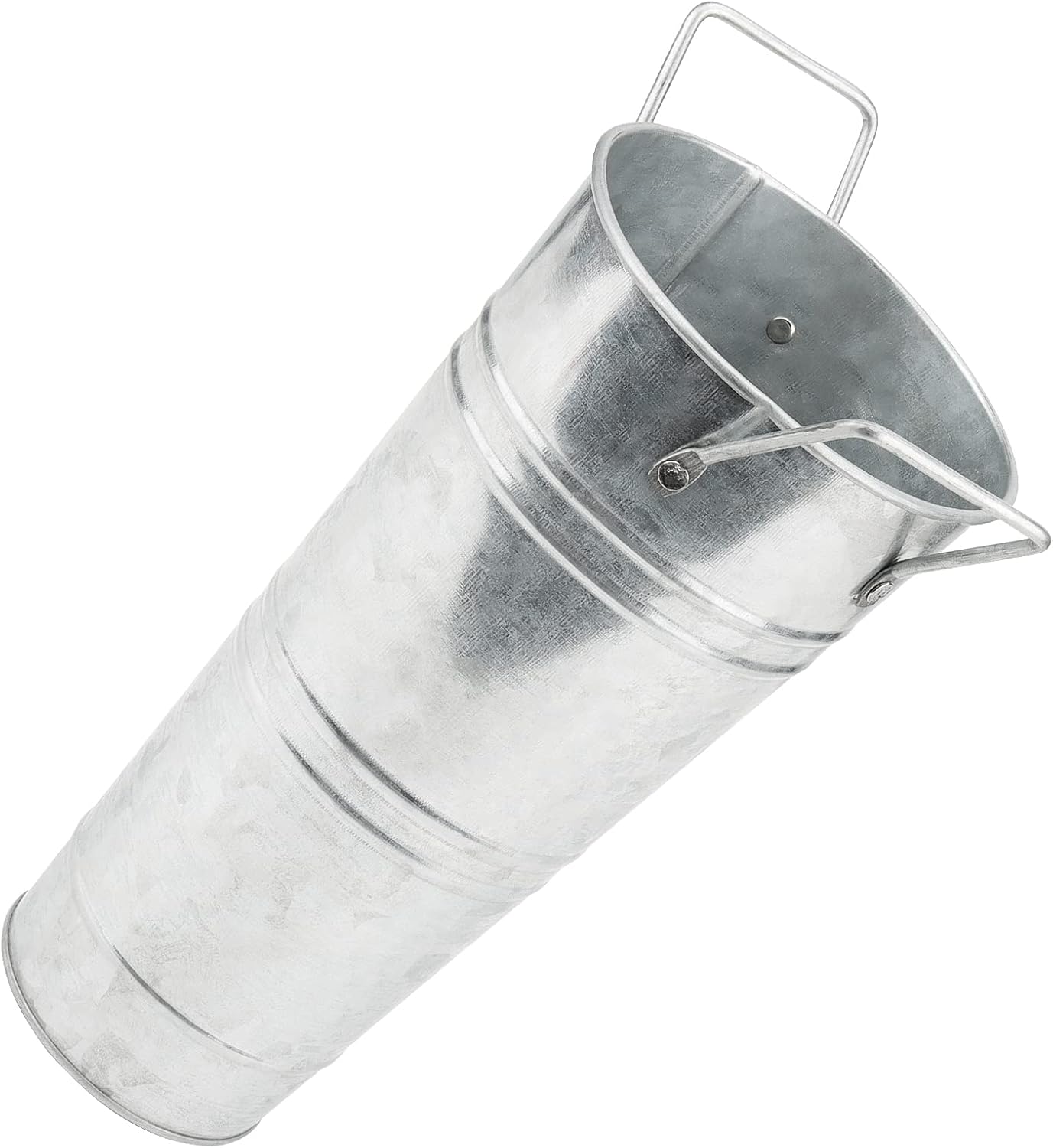 HOIGON Set of 8 Galvanized Metal Flower Vases, 9 Inch Rustic Farmhouse French Bucket with Handles,Metal Flower Holder for Weeding, Table, Home Decoration