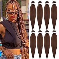 Vista 25 de Cabello trenzado preestirado de 30 pulgadas, 8 paquetes de extensiones de cabello profesional sintético trenzado de ganchillo suave textura Yaki