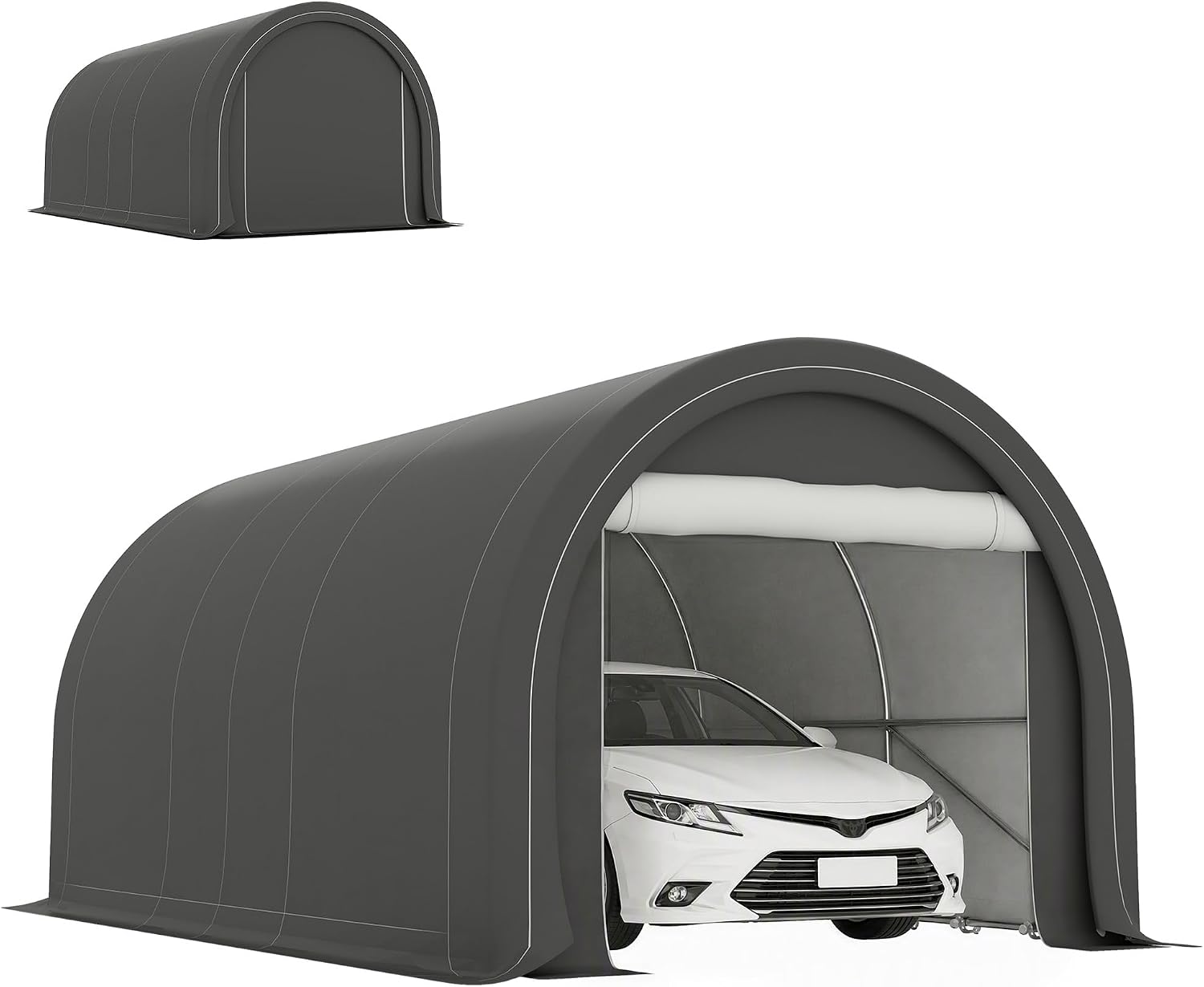 Outsunny 10' x 16' Carport Heavy Duty Portable Garage Storage Tent Gray
