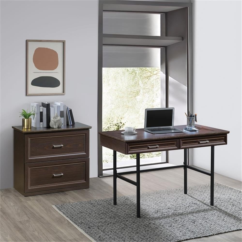 Pemberly Row 2-Drawer Engineered Wood Lateral File Cabinet, Espresso Woodgrain Finish, 31.25" W x 16.75" D x 28.25" H, Smooth Euro-Style Drawer Glides, Transitional Style Office Storage