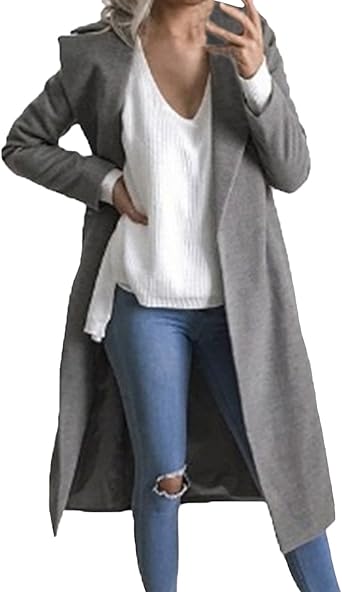 grey open front coat