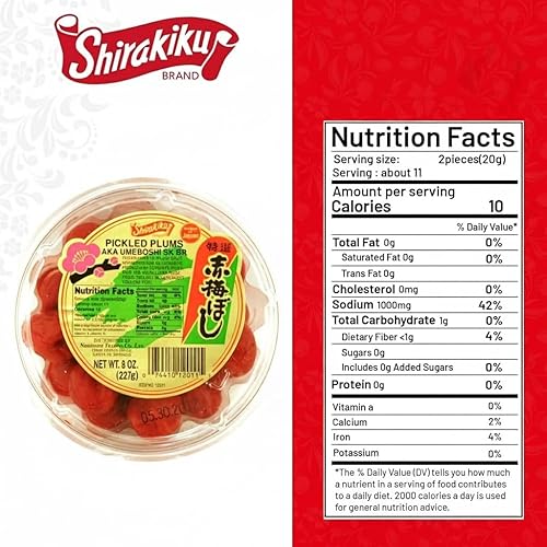 Miniatura 2 de Shirakiku Ciruelas saladas Aka Umeboshi | Umeboshi japonés para aderezos de ensalada, verduras cocidas y salsas | Ciruela, sal, glutamato monosódico