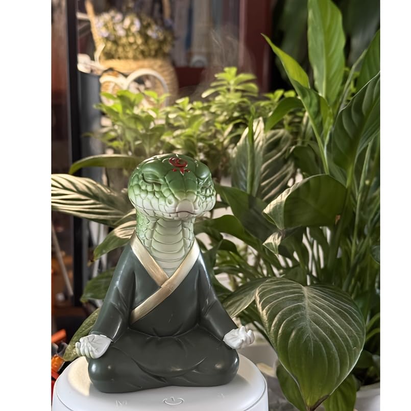 YHNNH Adornos de serpiente inspirados en Zen, adquisición de riqueza de escritorio, decoración de coche, regalo, mascota pitón, hogar tranquilo, arte de jardinería, escultura espacial de meditación, A