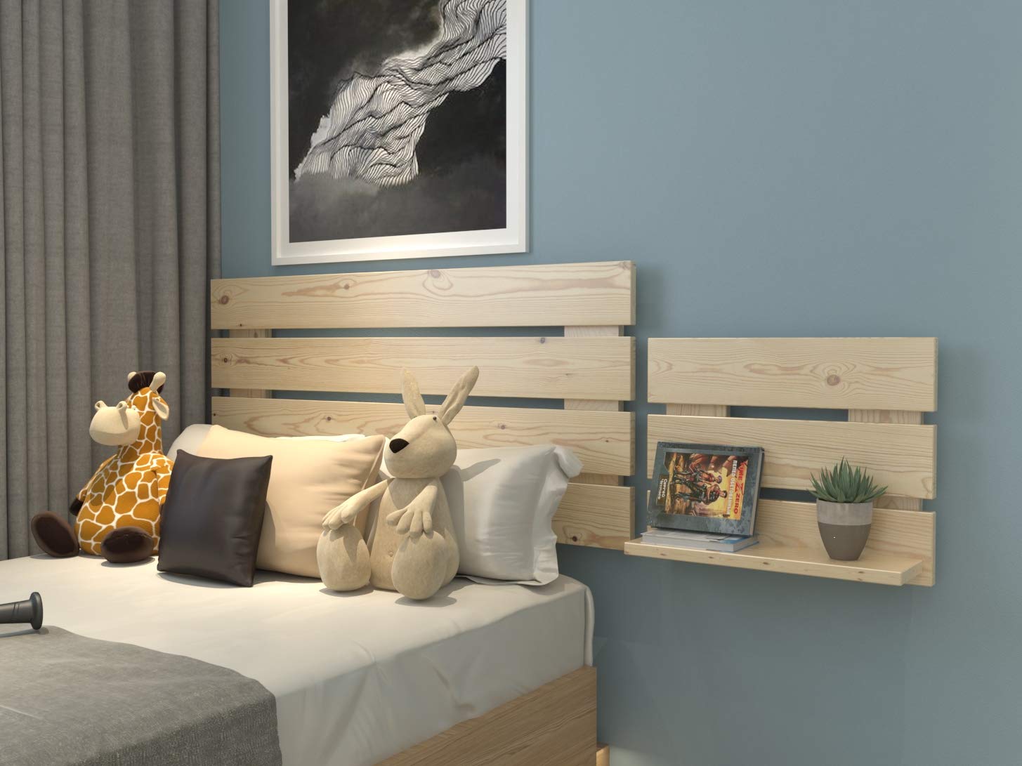 LA WEB DEL COLCHON Cabecero Madera Rústica Lombardía Cama de 90 (100 x 50 cm) Barnizado Natural – Cabecero de Cama Juvenil y Matrimonio Cabezal Estilo Nórdico