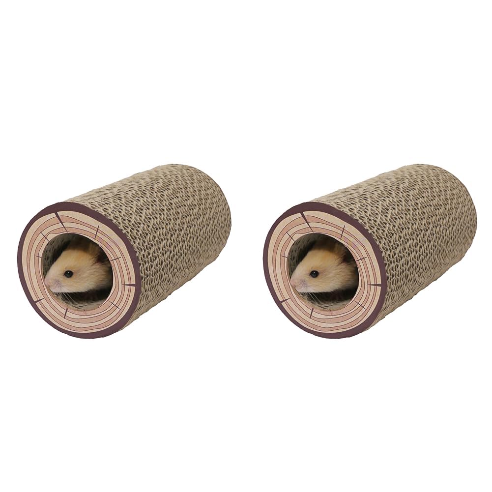 Rosewood Boredom Breaker Shred-a-Log Corrugated Tunnel,Brown (Pack of 2)