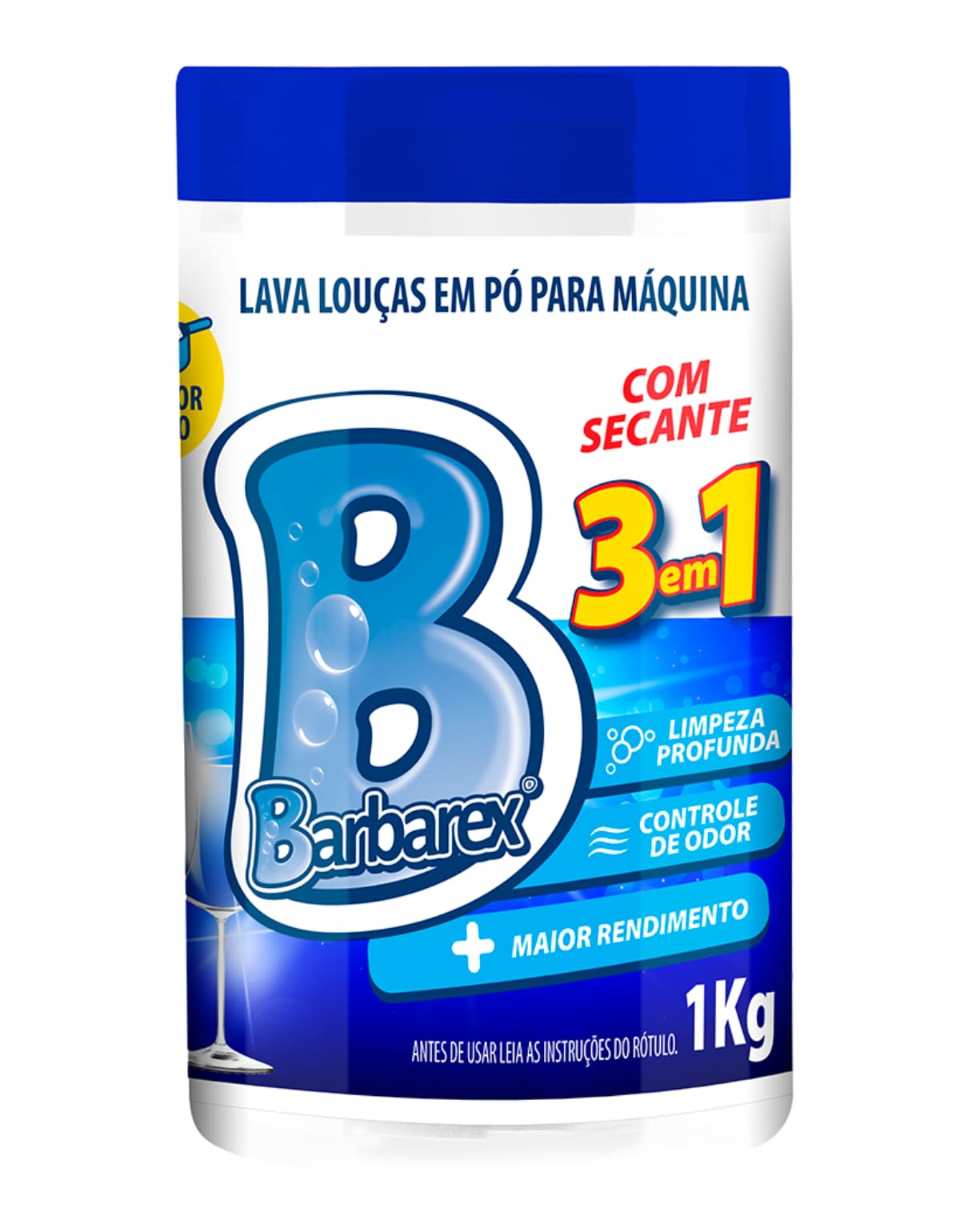 Barbarex® Lava-Louças em Pó para Máquina, 3 em 1 com Secante, Limpeza Profunda e Controle