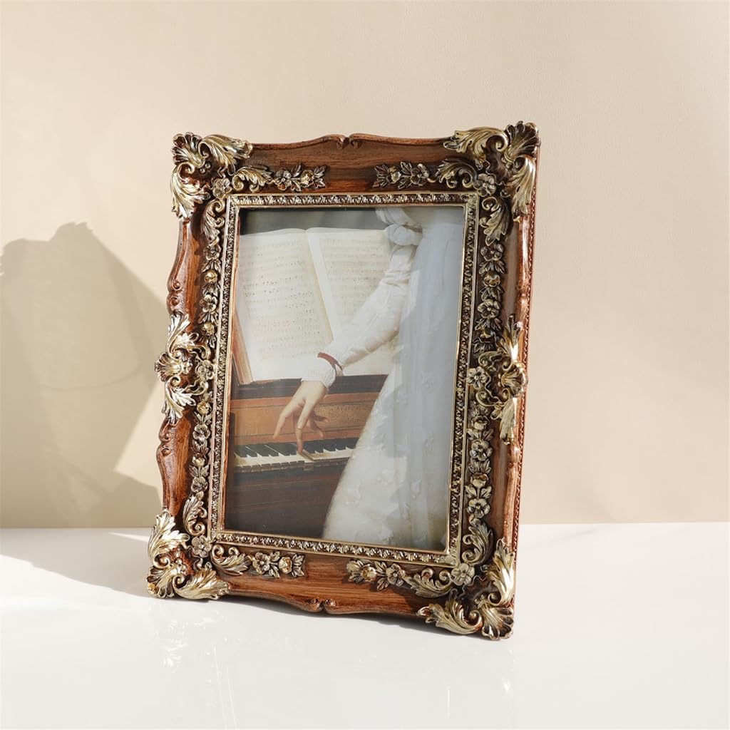 REDYY Picture Holder,Elegant Resins Photo Frame Vintage European Styles Flower Carvings Desktop and Wall Hanging Picture Holder Home Decors