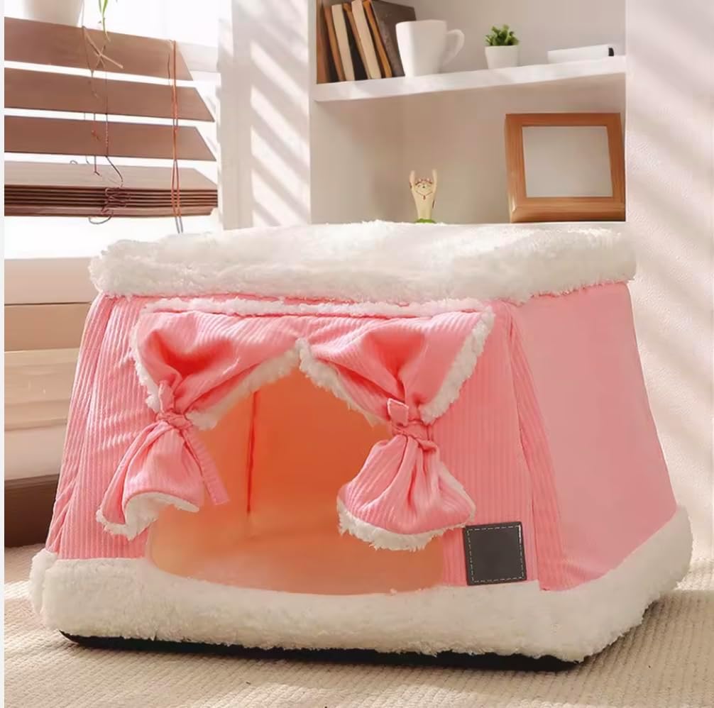 Pet House/Dog House/Dog Bed/cat House/cat Bed/Cat Bed for Indoor Cats/Cat Cave/Foldable Cat Cave/Bed for Large and Small Pets (Brown, Large)