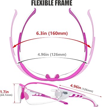 HTS HUNTERSKY Super Flexible Lightweight Anti Fog Wrap-Around U6 Clear Shooting Safety Glasses with ANSI Z87.1 Scratch Resist Pickleball