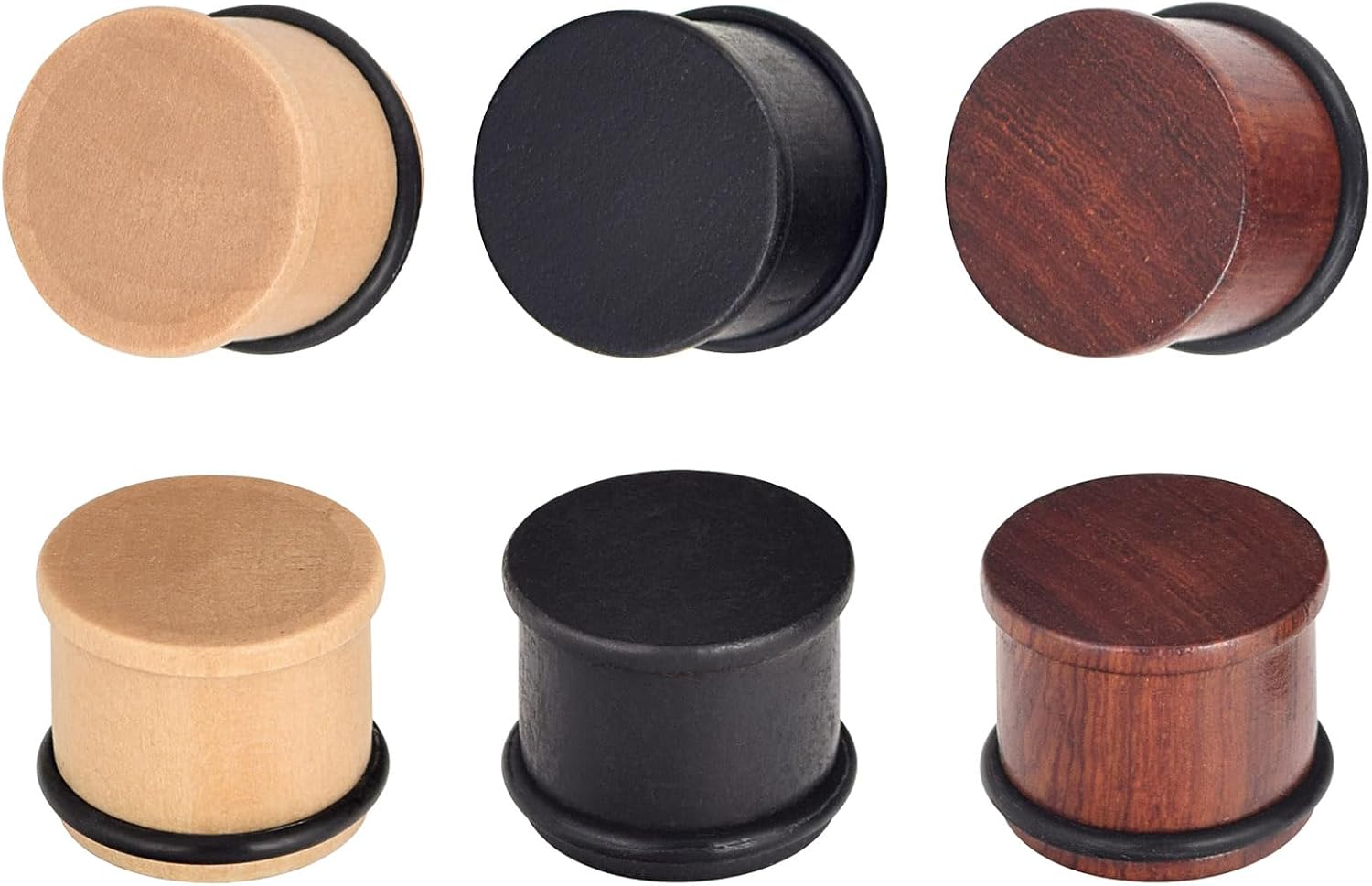 Qmcandy 2g-13/16 inch Sun Moon Natural Wood Wooden Acrylic Ear Tunnels Plugs Piercing Gauge Expander Set
