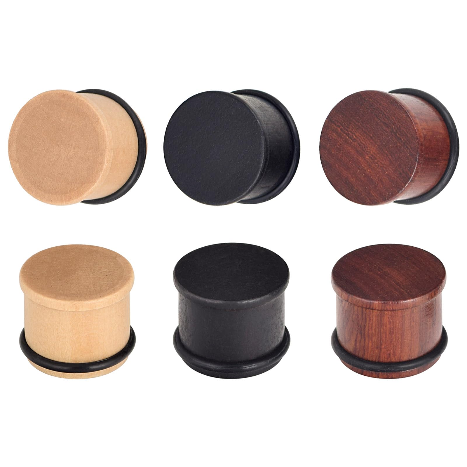 Qmcandy 2g-13/16 inch Sun Moon Natural Wood Wooden Acrylic Ear Tunnels Plugs Piercing Gauge Expander Set