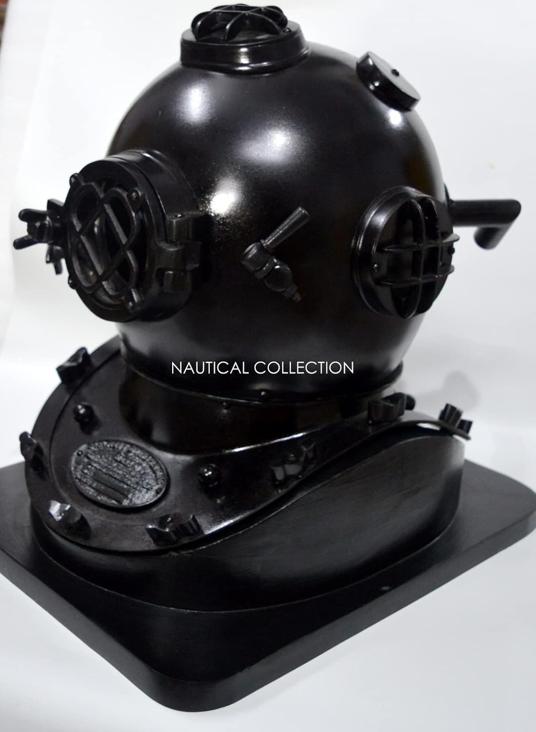 NAUTICAL COLLECTION Decorative Divers Helmet Solid Steel & Aluminum Scuba Diving Helmet 18" Diving Helmet Replica US Navy Mark V in Black Antique Finish with Wooden Base