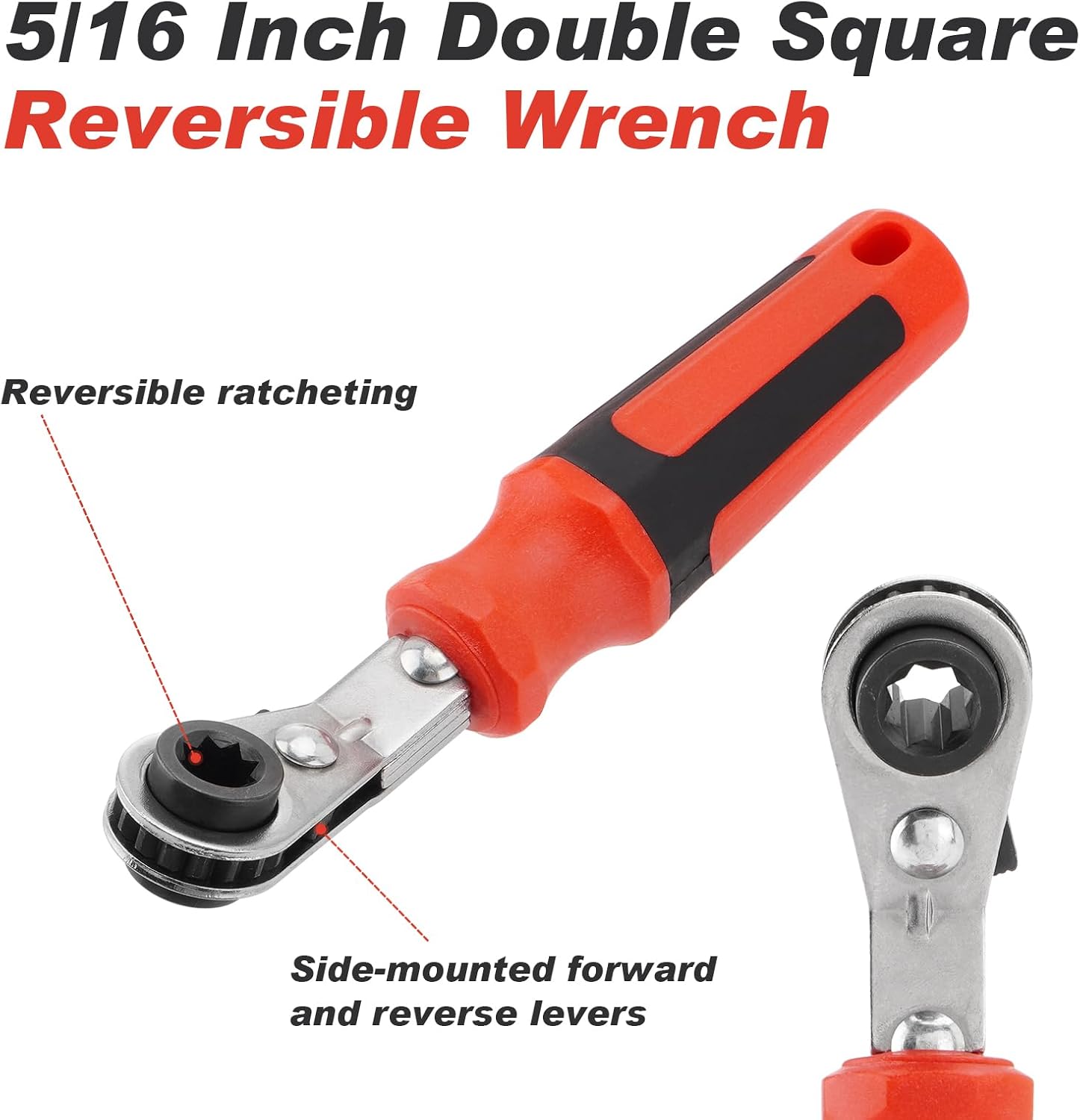 Slack Adjuster Tool Set – 5/16' Double Square Reversible Ratcheting Wrench, Reversible Mechanism for Easy Adjustments – Durable, Precision Slack Adjuster for Trucks, Trailers, and More