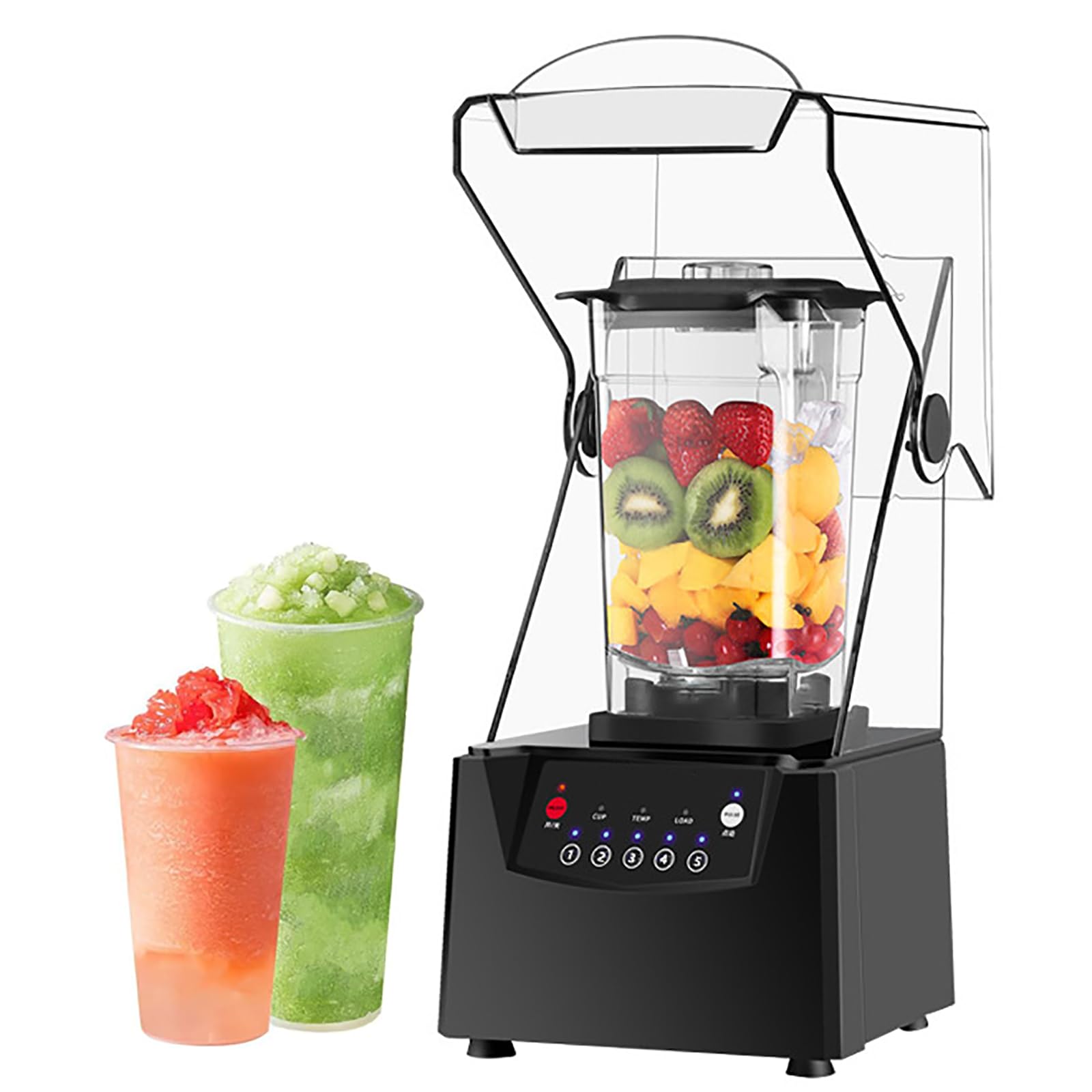 Mélangeur à smoothie, mélangeur portable avec 5 préréglages, glace déchiquetée 17 000 tr/min avec capot mélangeur à smoothie insonorisé, pour cuisine, thé au lait, café, dessert, magasin de loisirs