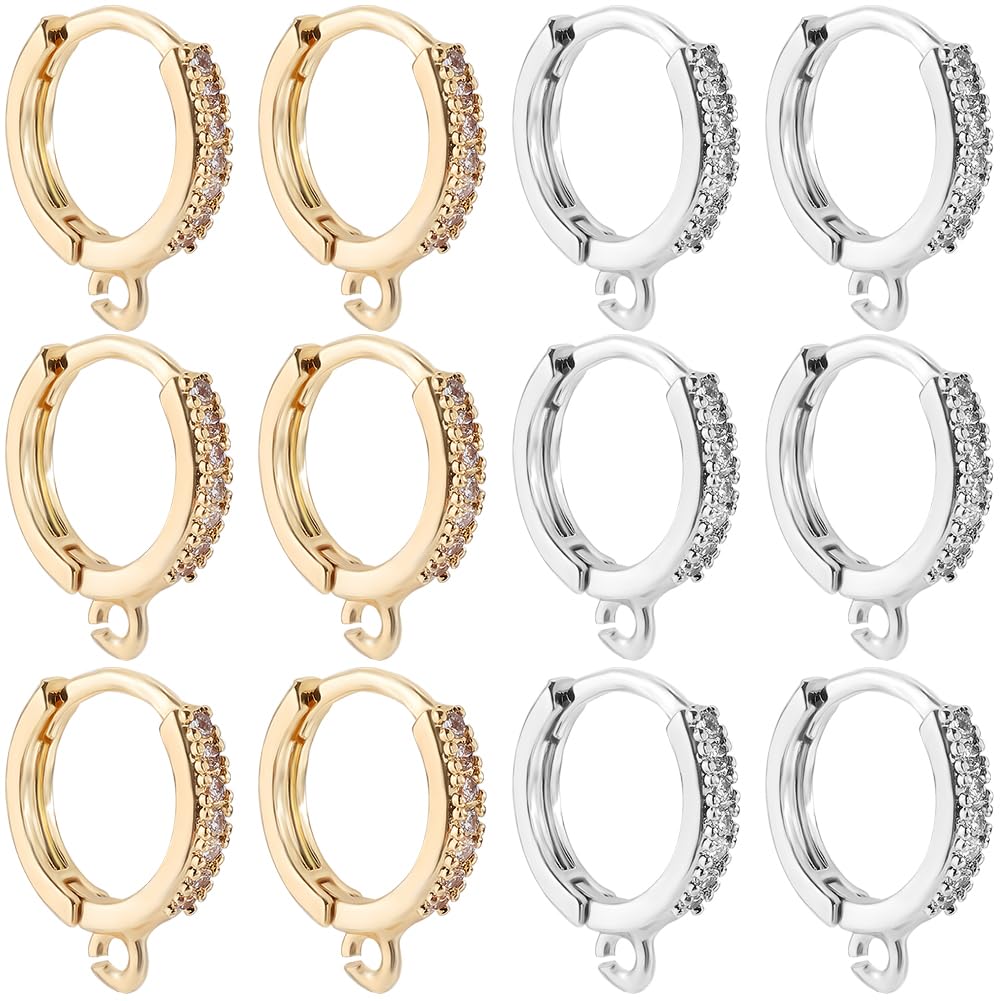 Boucles d'oreilles créoles rondes laiton et zirconium pour fabrication bijoux
