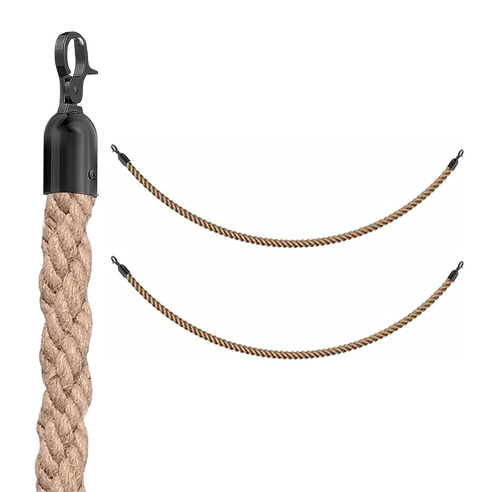 Ghkryd 2 Pack Barrier Rope, Black Hook Braided Hemp Rope, Stanchion For Queue Divider, Stand(,4Ft(1.2M/47 In))