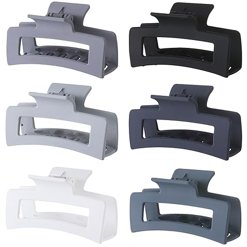 Paquete de 6 pinzas para el cabello, pinzas medianas de 3.5 pulgadas para mujeres y niñas, color gris