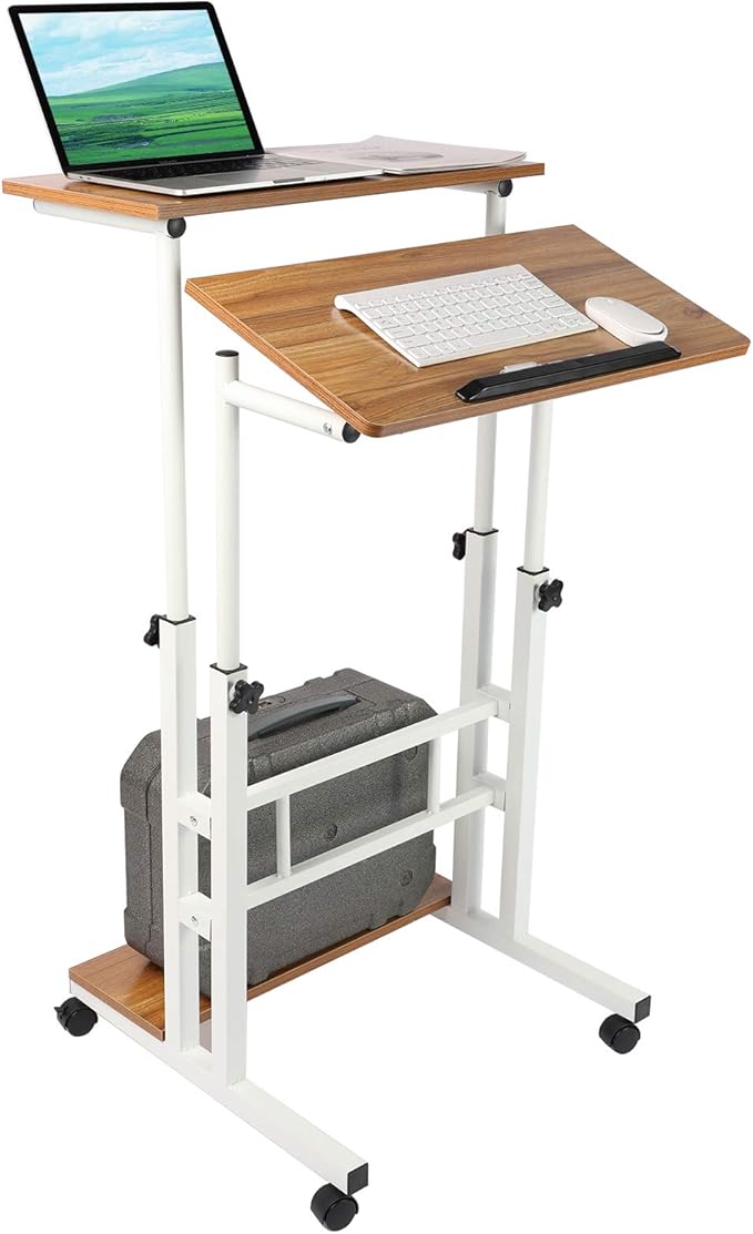 Zytty Small Standing Desk, Portable Standing Desk with Wheels Standing Laptop Desk