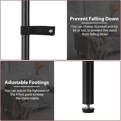 Miniatura 7 de Mesa auxiliar alta negra de 4 niveles de madera de metal moderno soporte de exhibición de flores con almacenamiento para sala de estar, dormitorio,