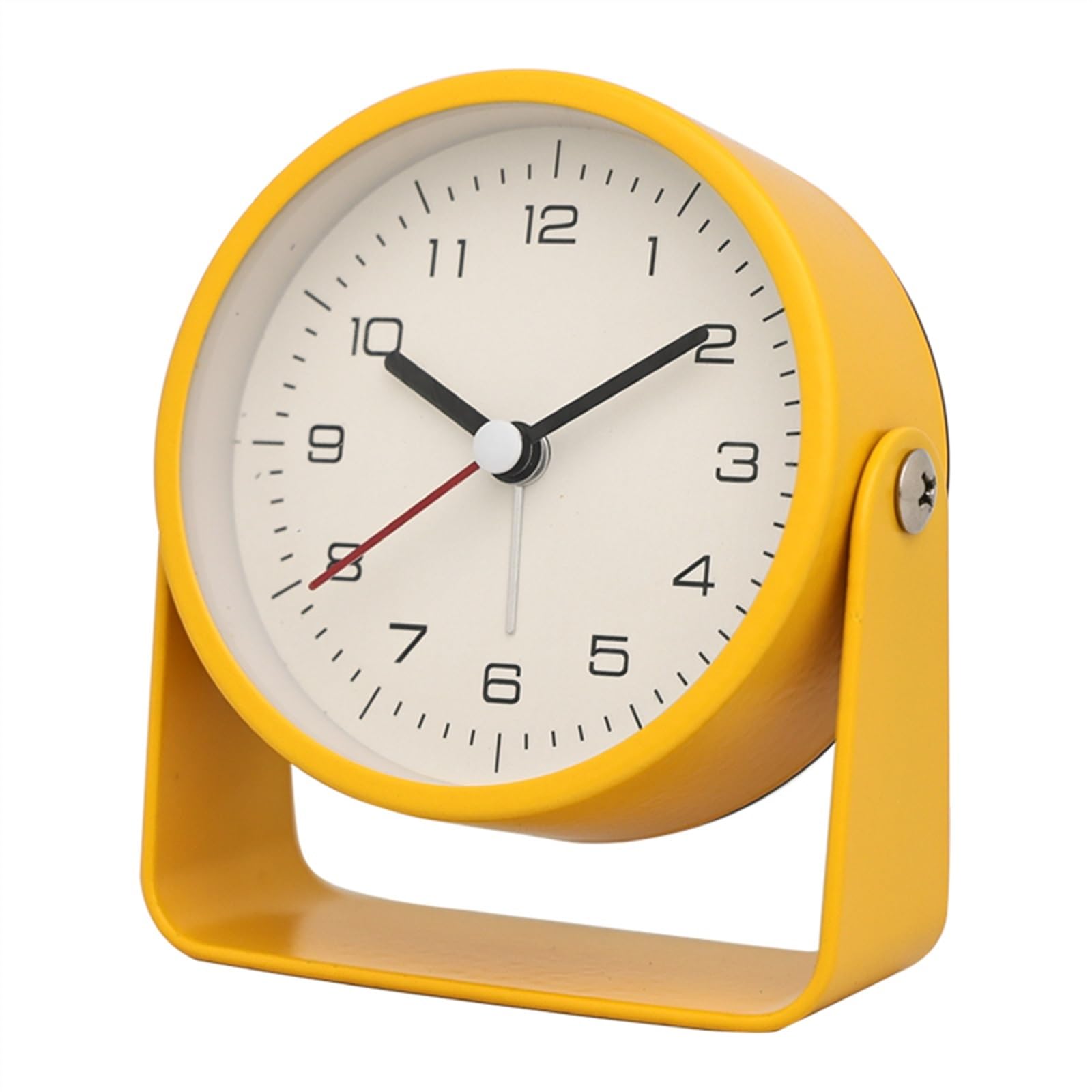 J9V4G6S3B5 Desk Clock Creative Metal Small Alarm Clock Student Specific Silent Desktop Minimalist Quartz for Room Desk Office Decor analogue alarm clock(Yellow)