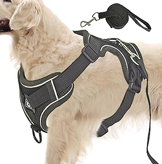 Peitoral para cães de porte médio, peitoral ajustável e coleira | Arreio refletivo para cães pequenos, médios e grandes para amantes de cães Edorco