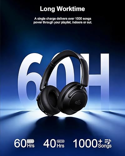Miniatura 5 de Hybrid Active Noise Cancelling Headphones, Over-Ear Bluetooth Headphone with Hi-Res Audio, 60H Playtime, Deep Bass, Transparency Mode, Foldable