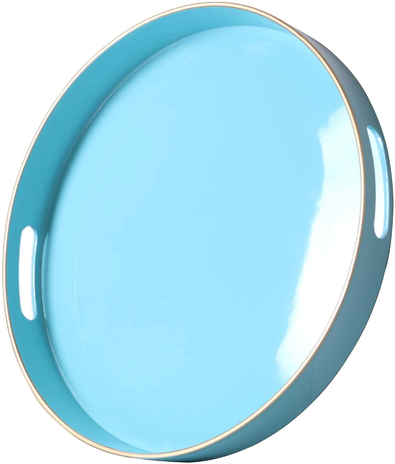 Zosenley Decorative Tray, Round Plastic Tray with Handles